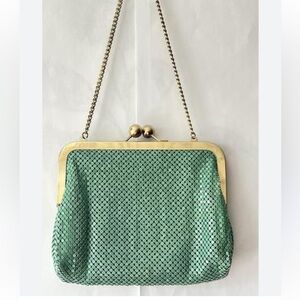 Zara Teal Mesh Art Deco Frame Bag with Chain Strap